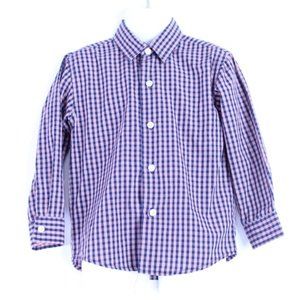 NAUTICA Boys Kids Blue Checkered Gingham Button Down Long Sleeve Shirt 4T